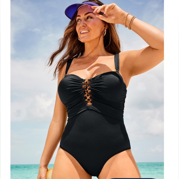 SHIRRED BANDEAU GOLDEN RING ONE PIECE - Picture 1 of 2